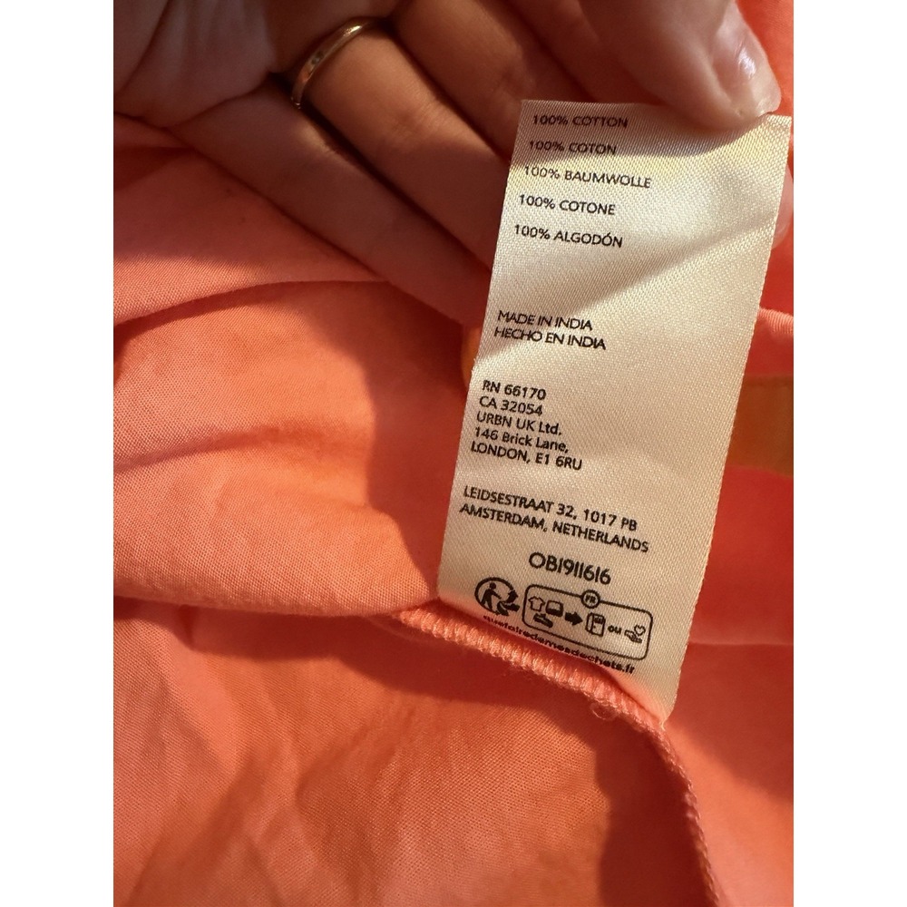 Maeve by Anthropologie Pink Ruffle Square Neck Tie Back 3/4 Sleeve Blouse S - Picture 9 of 11